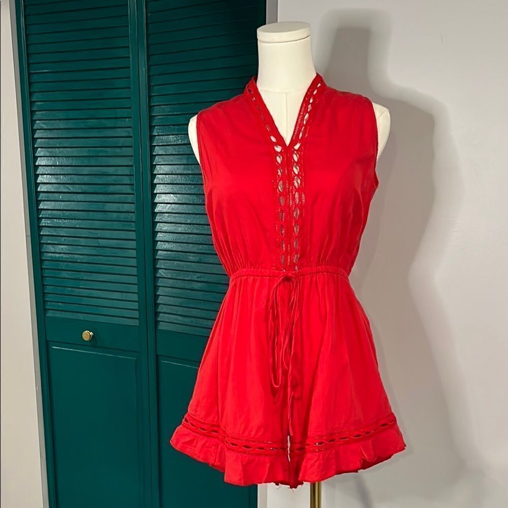 Molly Bracken Elegant Red embroidered romper - xs/s